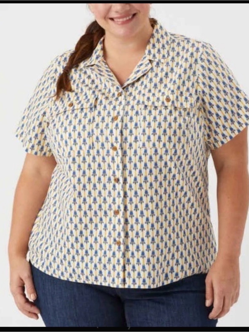 Duluth Trading Co Hemp Organic Cotton Ikat Button Down 3X